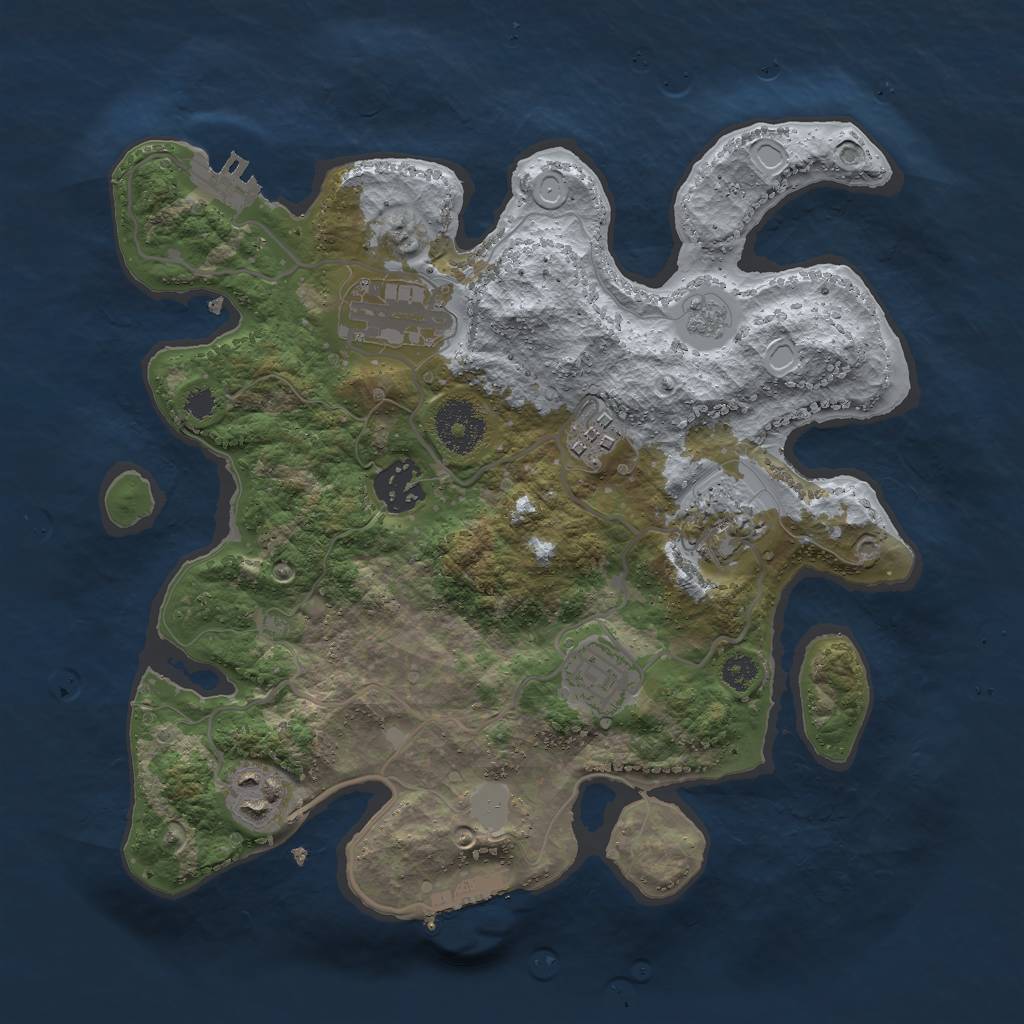 Rust Map: Procedural Map, Size: 3000, Seed: 1072087494, 12 Monuments