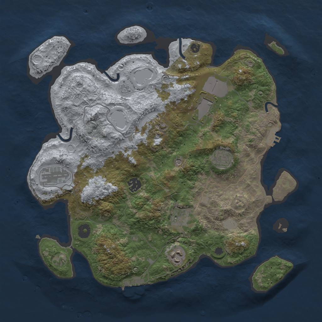 Rust Map: Procedural Map, Size: 3550, Seed: 49381567, 16 Monuments