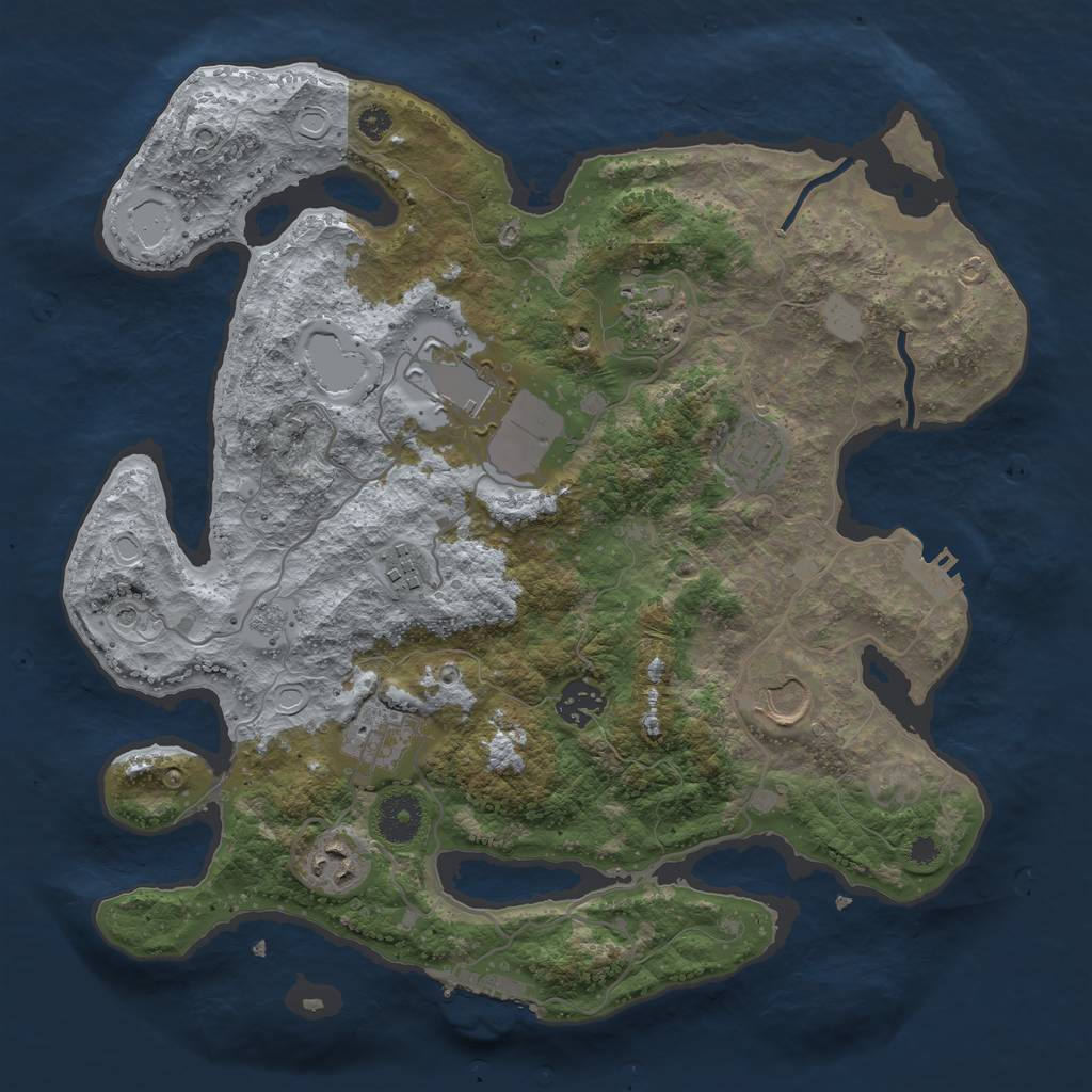 Rust Map: Procedural Map, Size: 3500, Seed: 1785958654, 17 Monuments