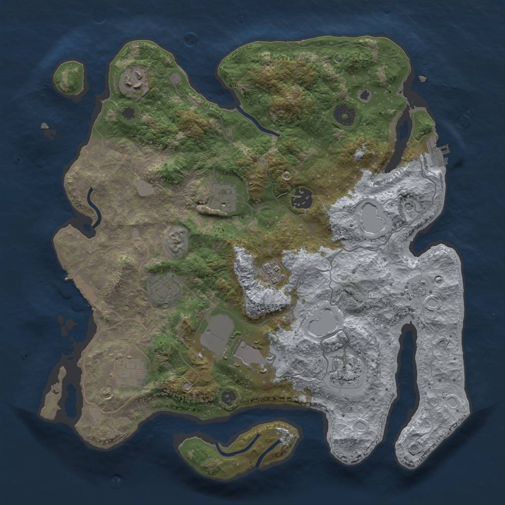 Rust Map: Procedural Map, Size: 3500, Seed: 47113741, 17 Monuments