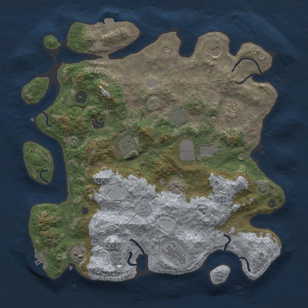 Rust Map: Procedural Map, Size: 3800, Seed: 278202119, 16 Monuments
