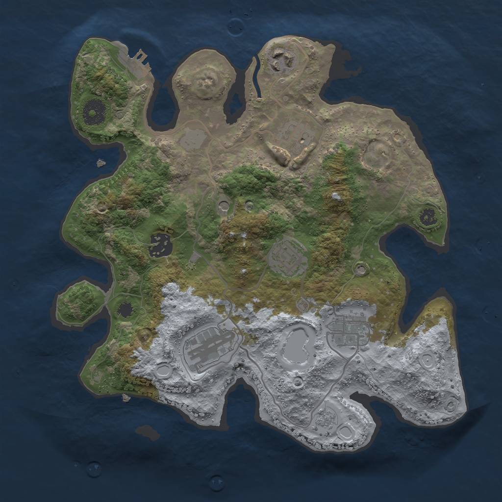 Rust Map: Procedural Map, Size: 3000, Seed: 35951, 12 Monuments