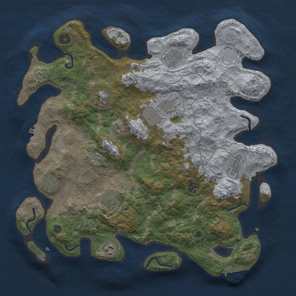 Rust Map: Procedural Map, Size: 4000, Seed: 1235240362, 16 Monuments
