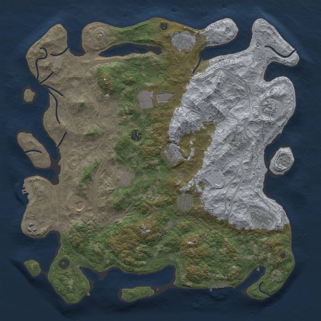 Rust Map: Procedural Map, Size: 4500, Seed: 38864614, 18 Monuments