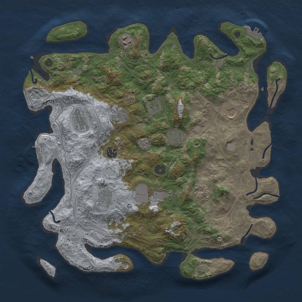 Rust Map: Procedural Map, Size: 4250, Seed: 509828577, 18 Monuments