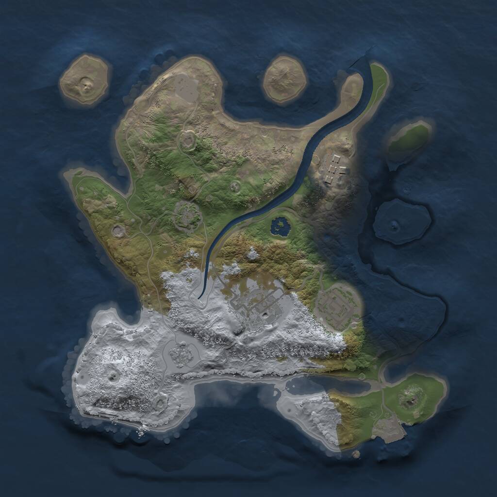 Rust Map: Procedural Map, Size: 2497, Seed: 10921, 6 Monuments