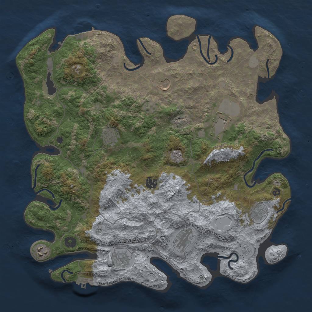 Rust Map: Procedural Map, Size: 4000, Seed: 72973456, 18 Monuments