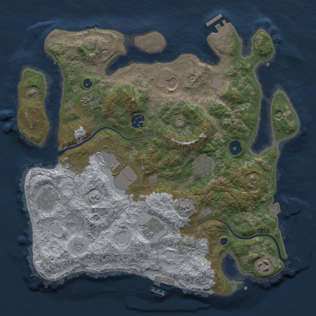 Rust Map: Procedural Map, Size: 3500, Seed: 929845799, 14 Monuments