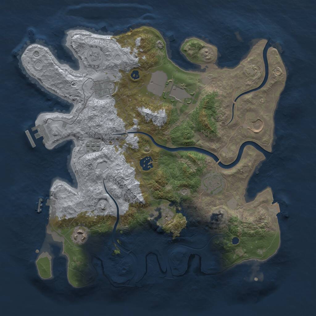 Rust Map: Procedural Map, Size: 3500, Seed: 38591549, 14 Monuments