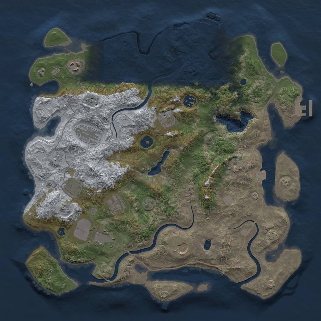 Rust Map: Procedural Map, Size: 4000, Seed: 885657, 15 Monuments
