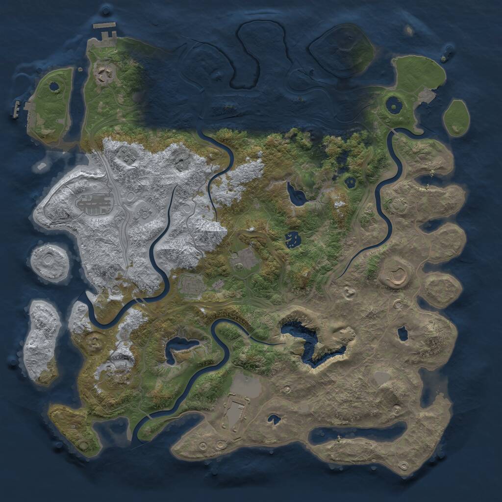 Rust Map: Procedural Map, Size: 4500, Seed: 663282668, 15 Monuments