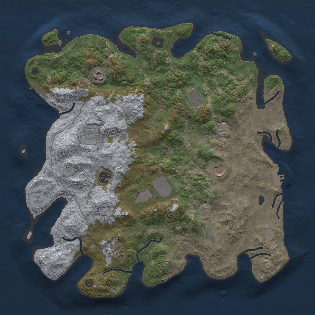 Rust Map: Procedural Map, Size: 4000, Seed: 1136936588, 18 Monuments
