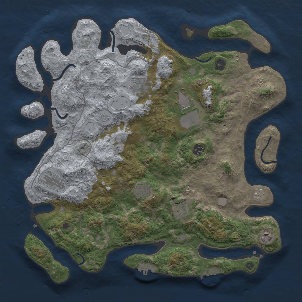 Rust Map: Procedural Map, Size: 4000, Seed: 79321, 17 Monuments