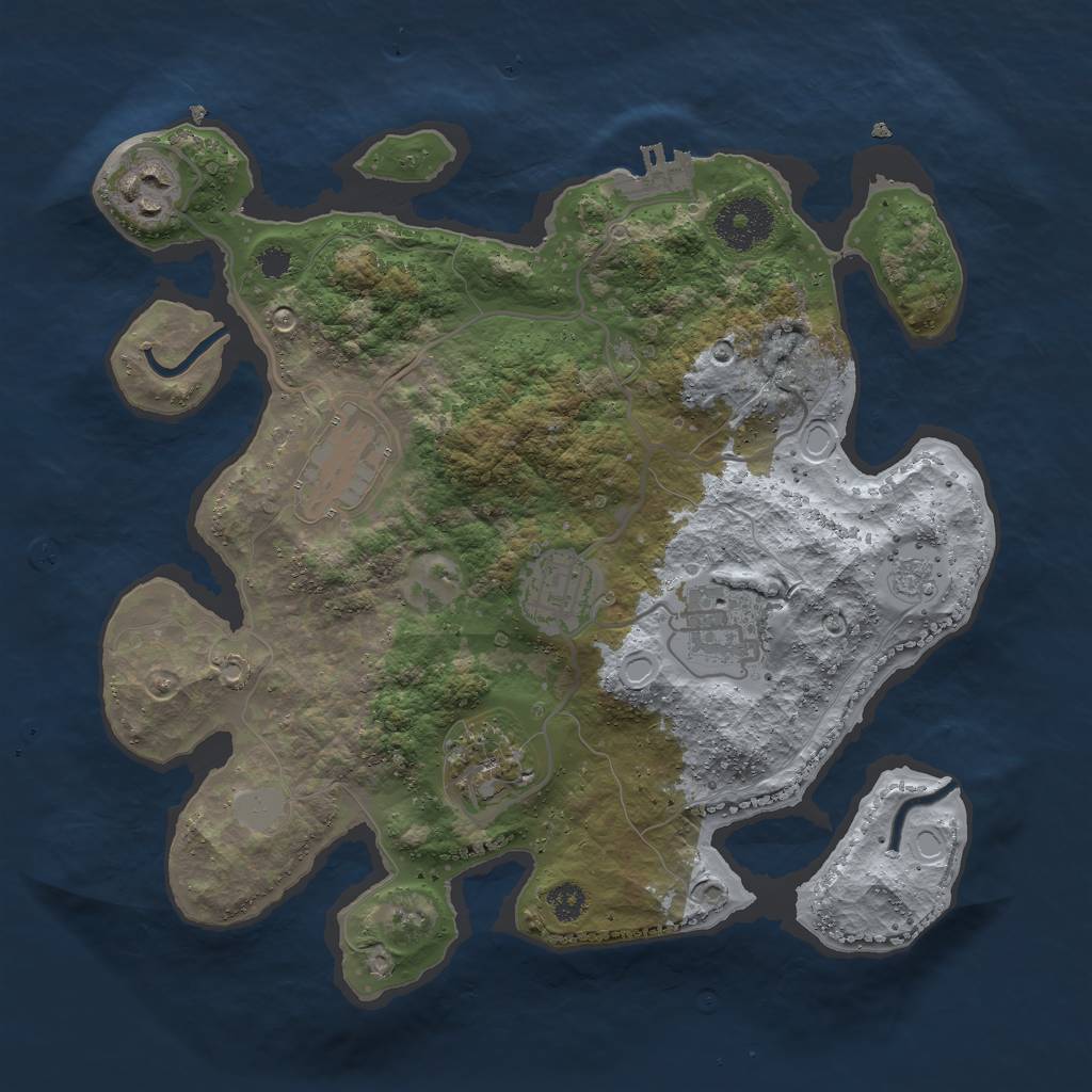 Rust Map: Procedural Map, Size: 3000, Seed: 44994, 10 Monuments