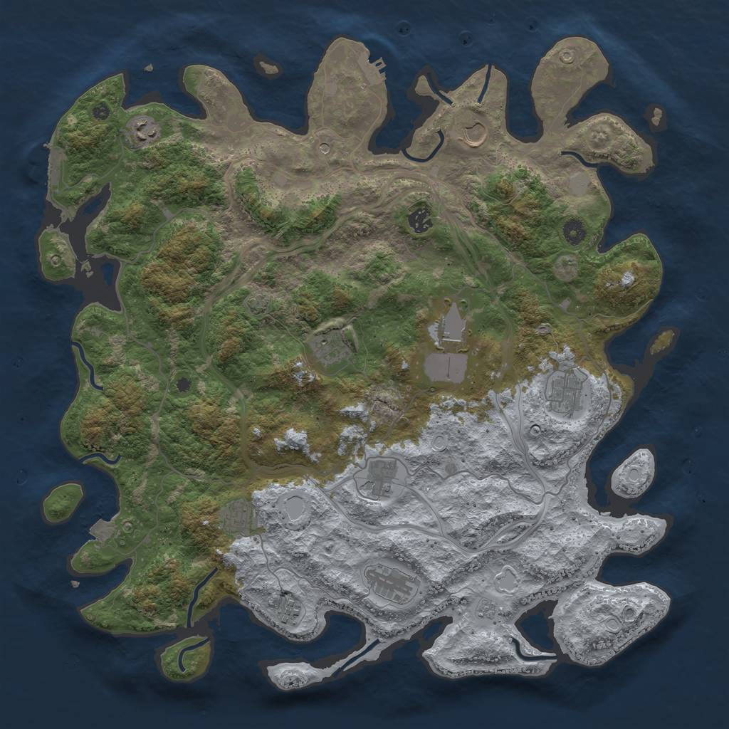 Rust Map: Procedural Map, Size: 4500, Seed: 19318103, 18 Monuments