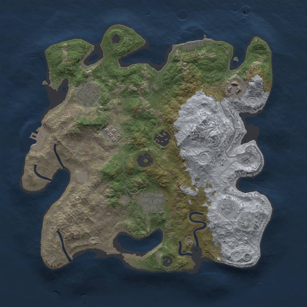 Rust Map: Procedural Map, Size: 3000, Seed: 878285446, 14 Monuments