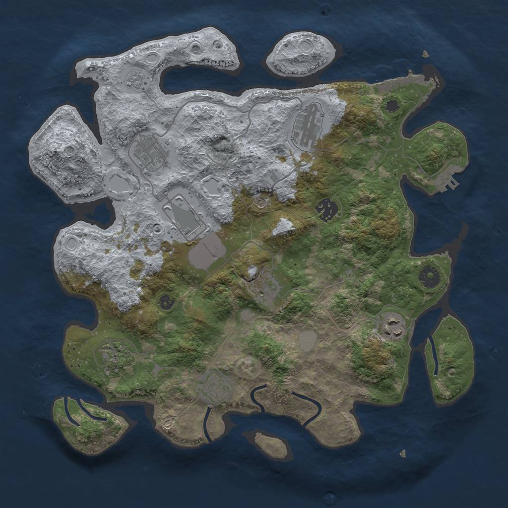 Rust Map: Procedural Map, Size: 3500, Seed: 71810372, 17 Monuments