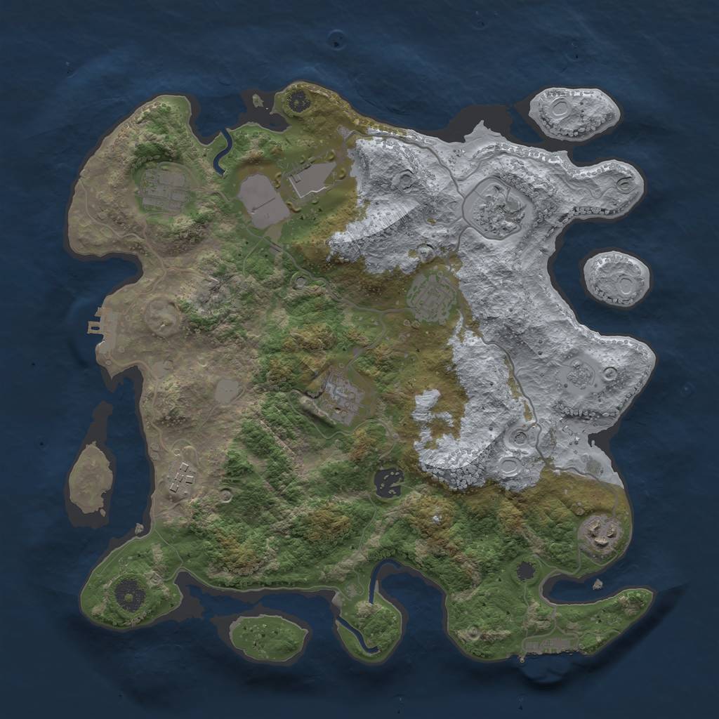 Rust Map: Procedural Map, Size: 3500, Seed: 1135517232, 15 Monuments
