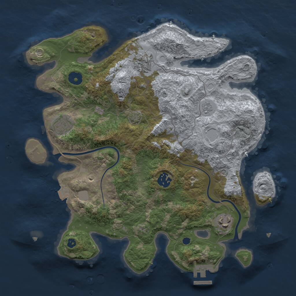 Rust Map: Procedural Map, Size: 3250, Seed: 1831318524, 9 Monuments