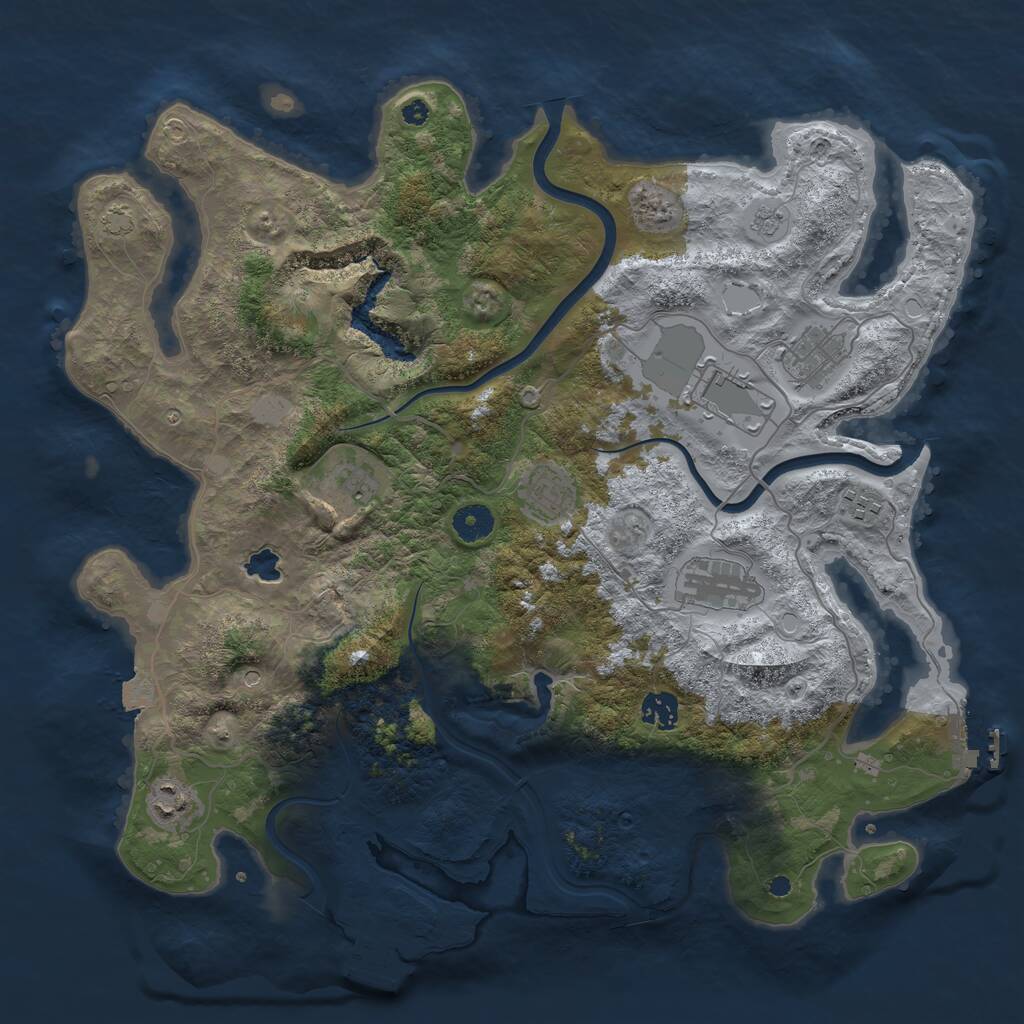 Rust Map: Procedural Map, Size: 4000, Seed: 12351, 14 Monuments