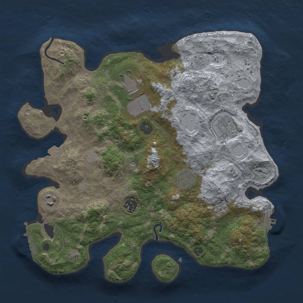 Rust Map: Procedural Map, Size: 3500, Seed: 1763341972, 14 Monuments