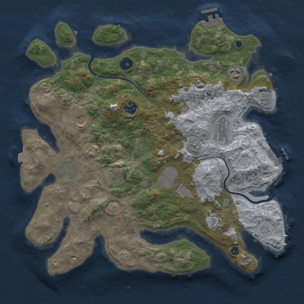 Rust Map: Procedural Map, Size: 3751, Seed: 3424563, 15 Monuments