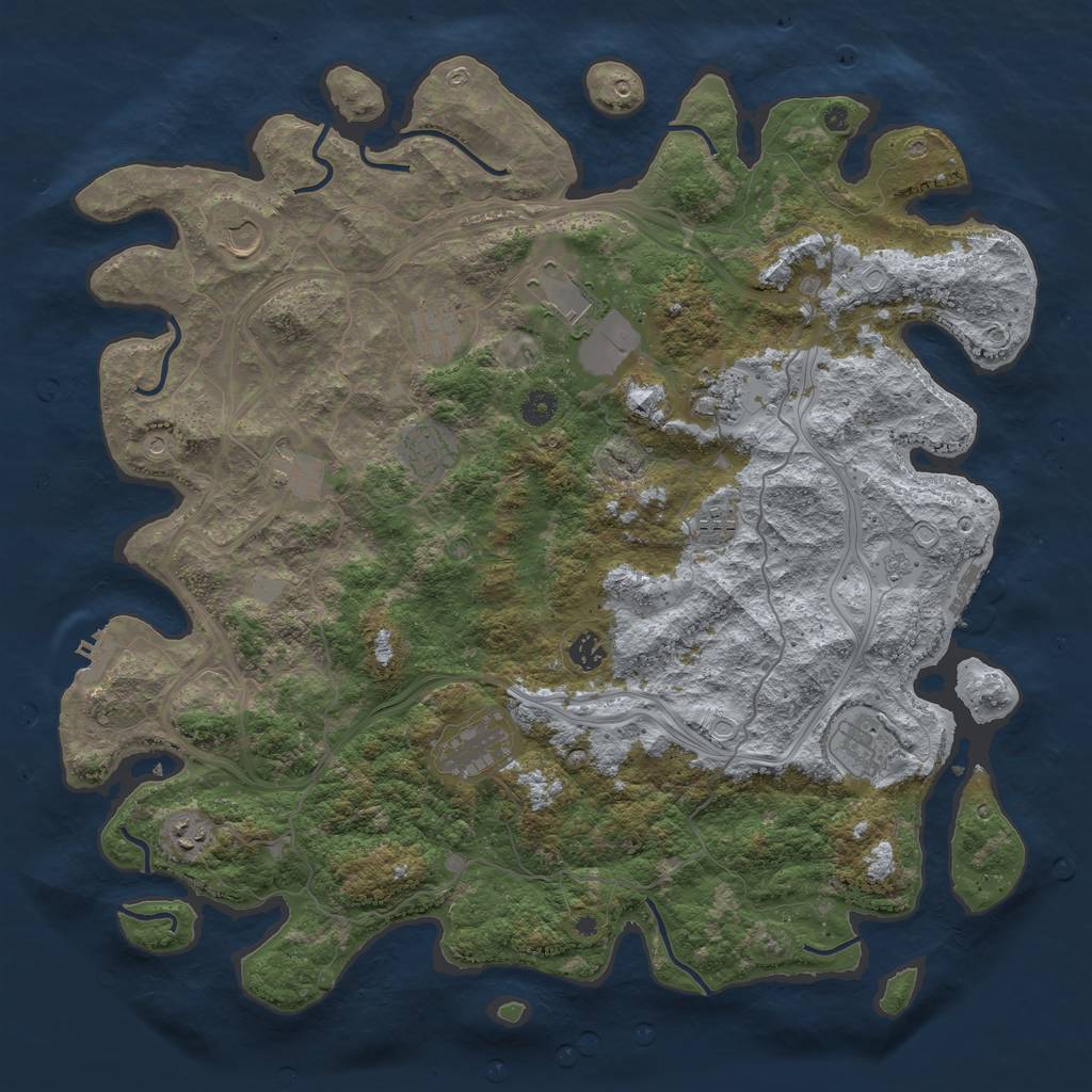 Rust Map: Procedural Map, Size: 4500, Seed: 1851308492, 20 Monuments