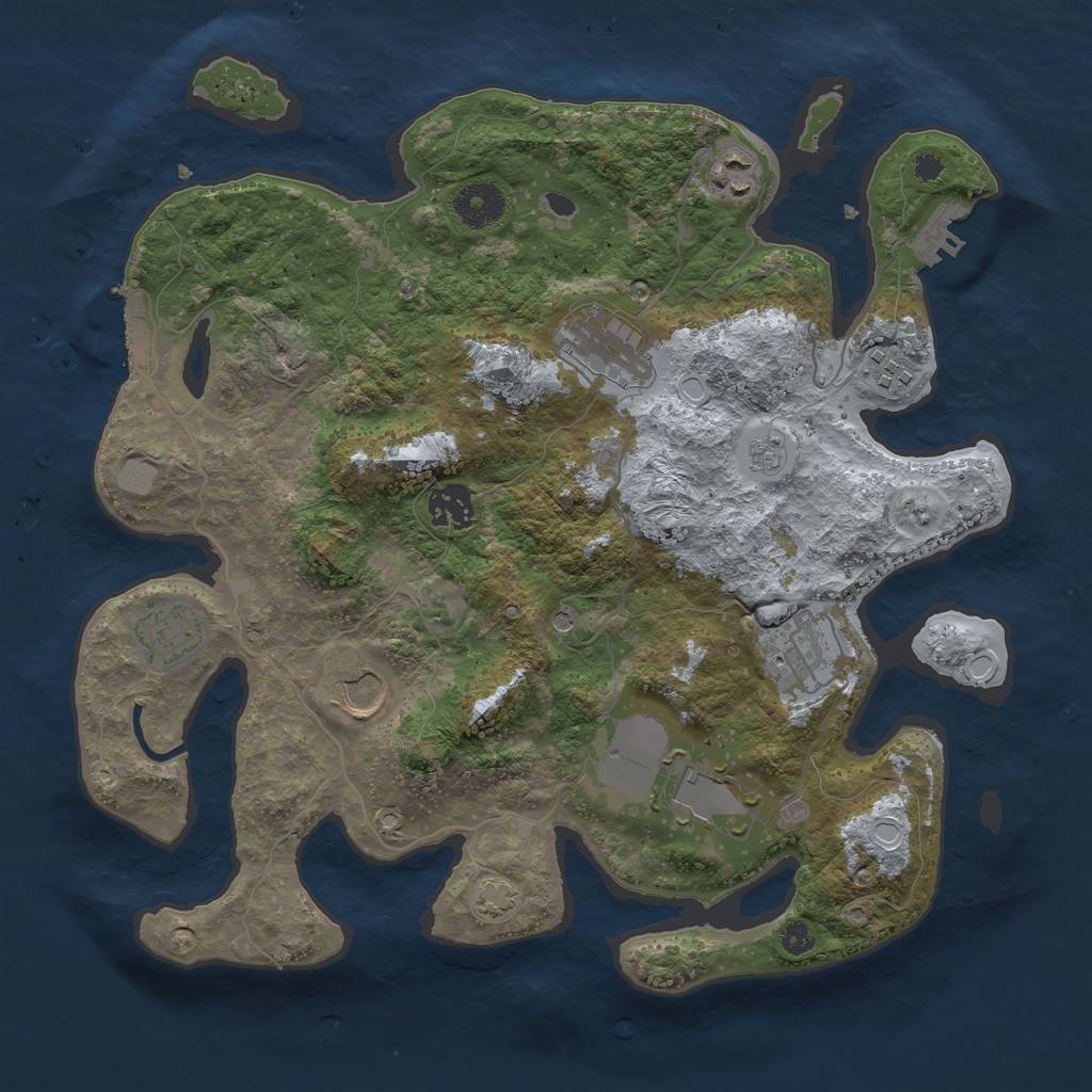 Rust Map: Procedural Map, Size: 3500, Seed: 46040464, 16 Monuments