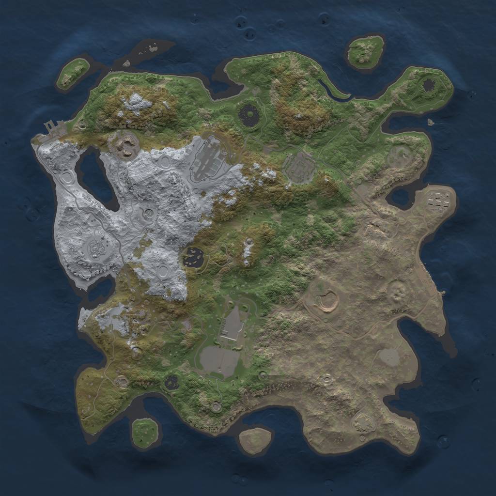 Rust Map: Procedural Map, Size: 3500, Seed: 1053013473, 16 Monuments
