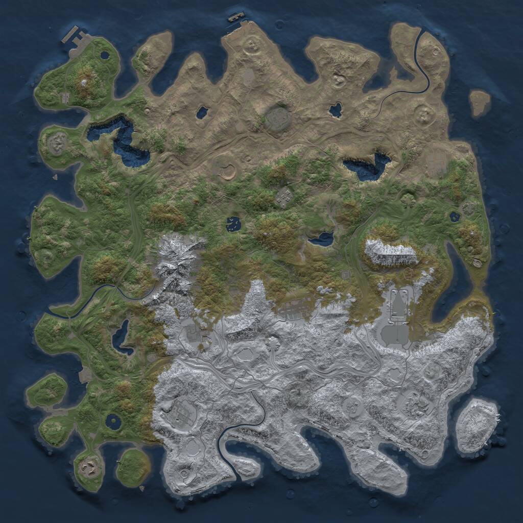 Rust Map: Procedural Map, Size: 5000, Seed: 623, 17 Monuments
