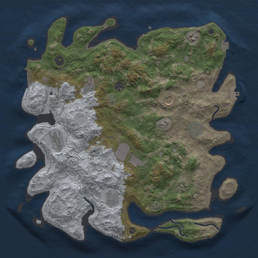 Rust Map: Procedural Map, Size: 4000, Seed: 243747823, 18 Monuments