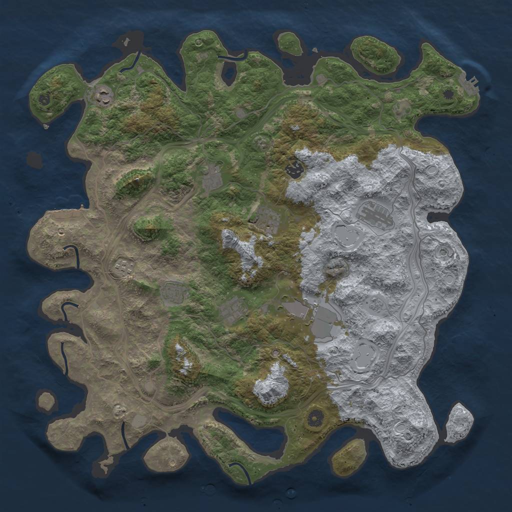Rust Map: Procedural Map, Size: 4500, Seed: 224297616, 18 Monuments