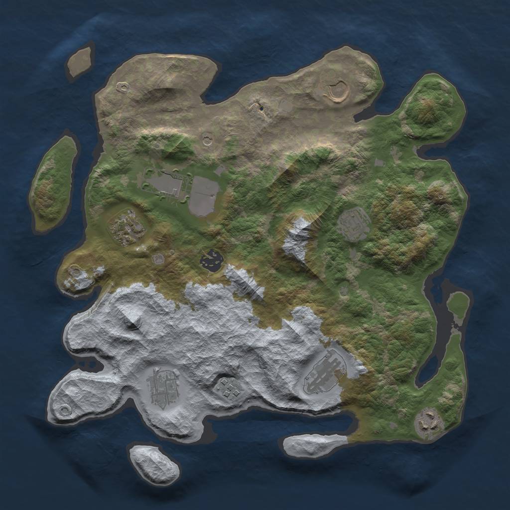 Rust Map: Barren, Size: 3500, Seed: 4521, 12 Monuments