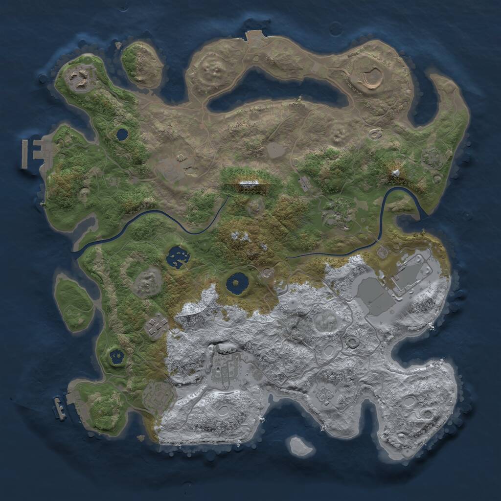 Rust Map: Procedural Map, Size: 3500, Seed: 42086336, 15 Monuments