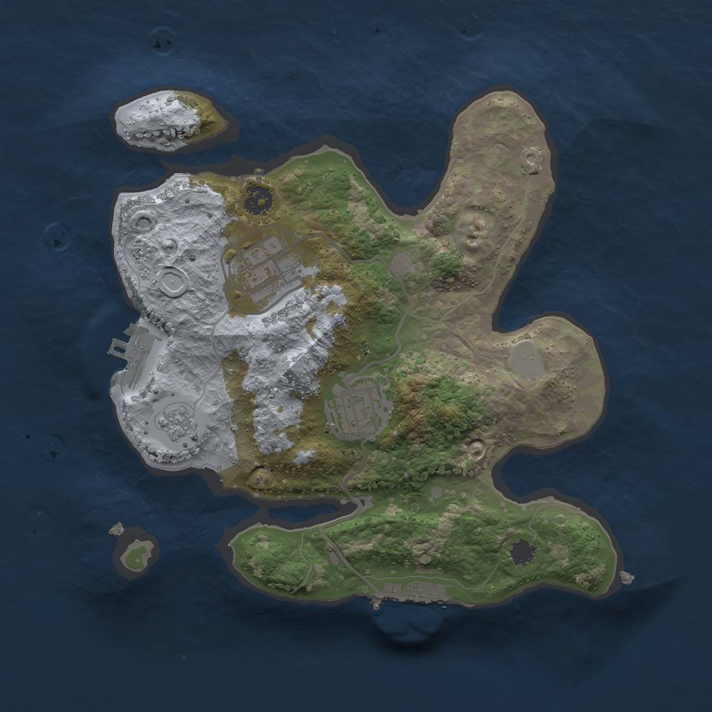 Rust Map: Procedural Map, Size: 2500, Seed: 71342, 10 Monuments