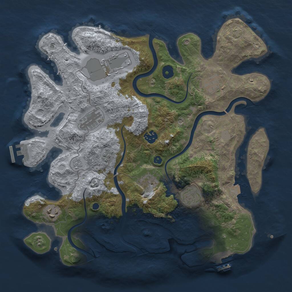 Rust Map: Procedural Map, Size: 3500, Seed: 12447852, 14 Monuments