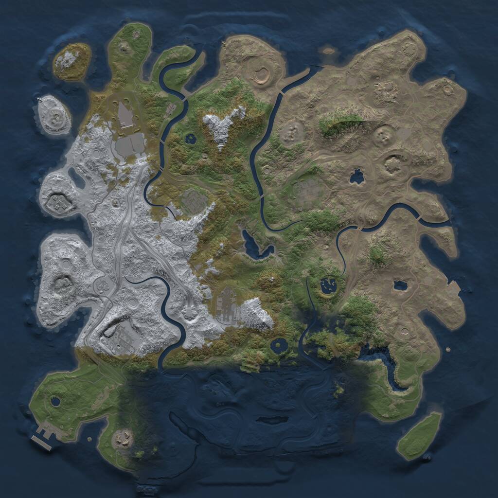 Rust Map: Procedural Map, Size: 4500, Seed: 249111155, 16 Monuments