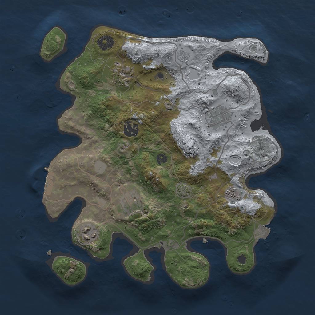 Rust Map: Procedural Map, Size: 3000, Seed: 84864, 12 Monuments
