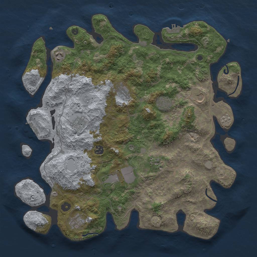 Rust Map: Procedural Map, Size: 4096, Seed: 12345, 18 Monuments