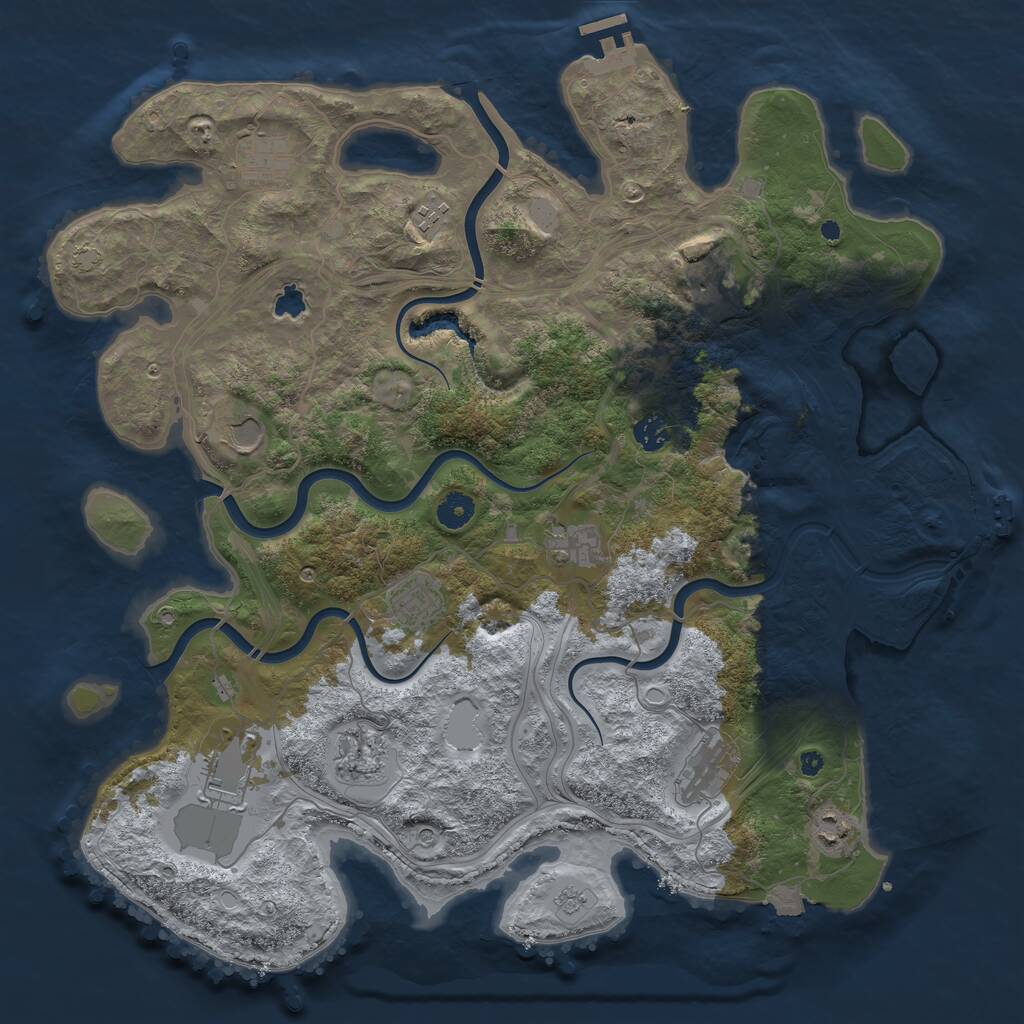 Rust Map: Procedural Map, Size: 4250, Seed: 437573648, 17 Monuments
