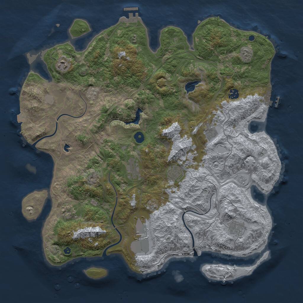 Rust Map: Procedural Map, Size: 4300, Seed: 616, 15 Monuments
