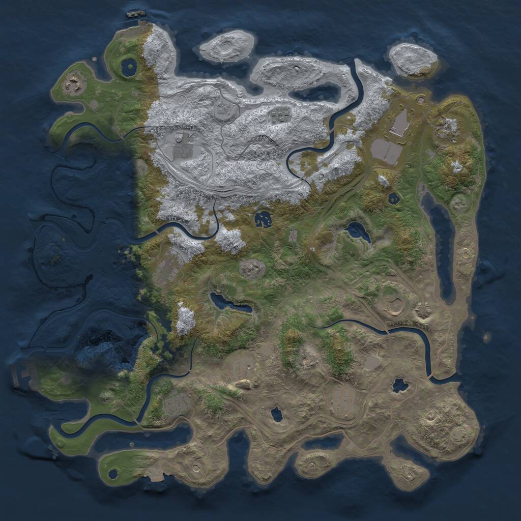 Rust Map: Procedural Map, Size: 4500, Seed: 1617233750, 17 Monuments