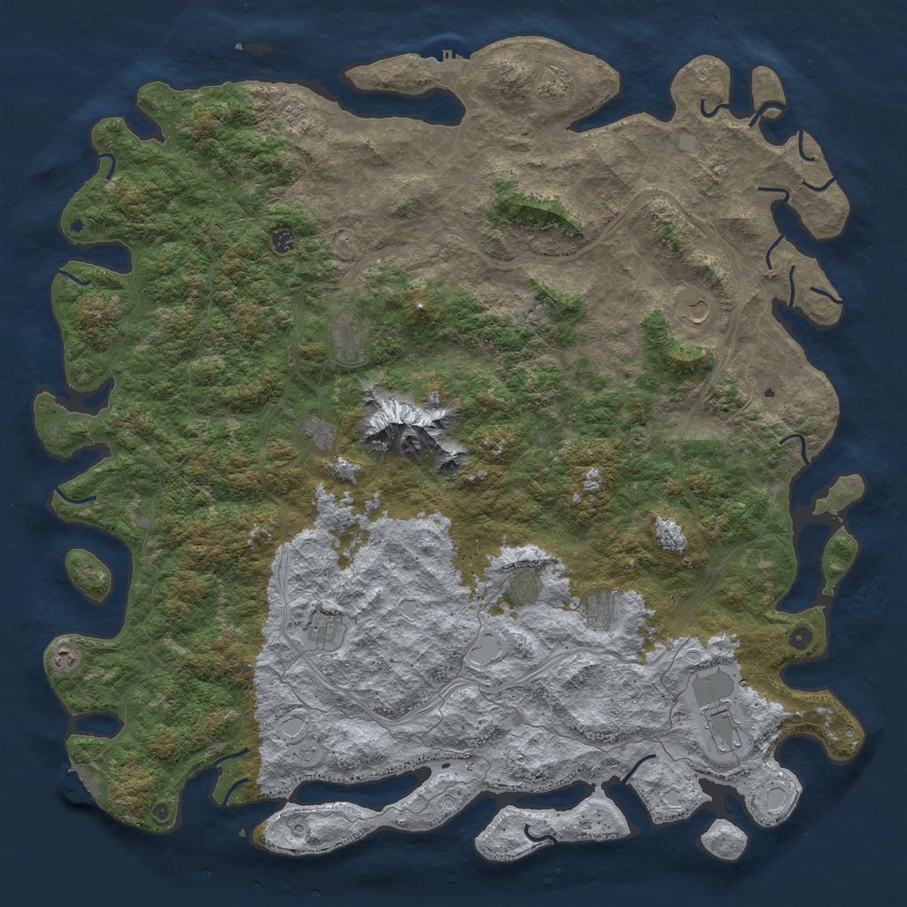 Rust Map: Procedural Map, Size: 6000, Seed: 1071505513, 18 Monuments