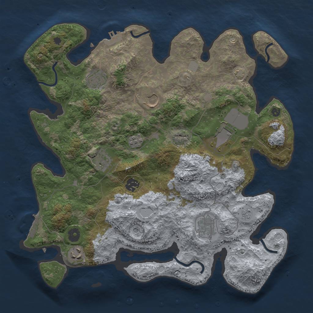 Rust Map: Procedural Map, Size: 3600, Seed: 2022945403, 16 Monuments
