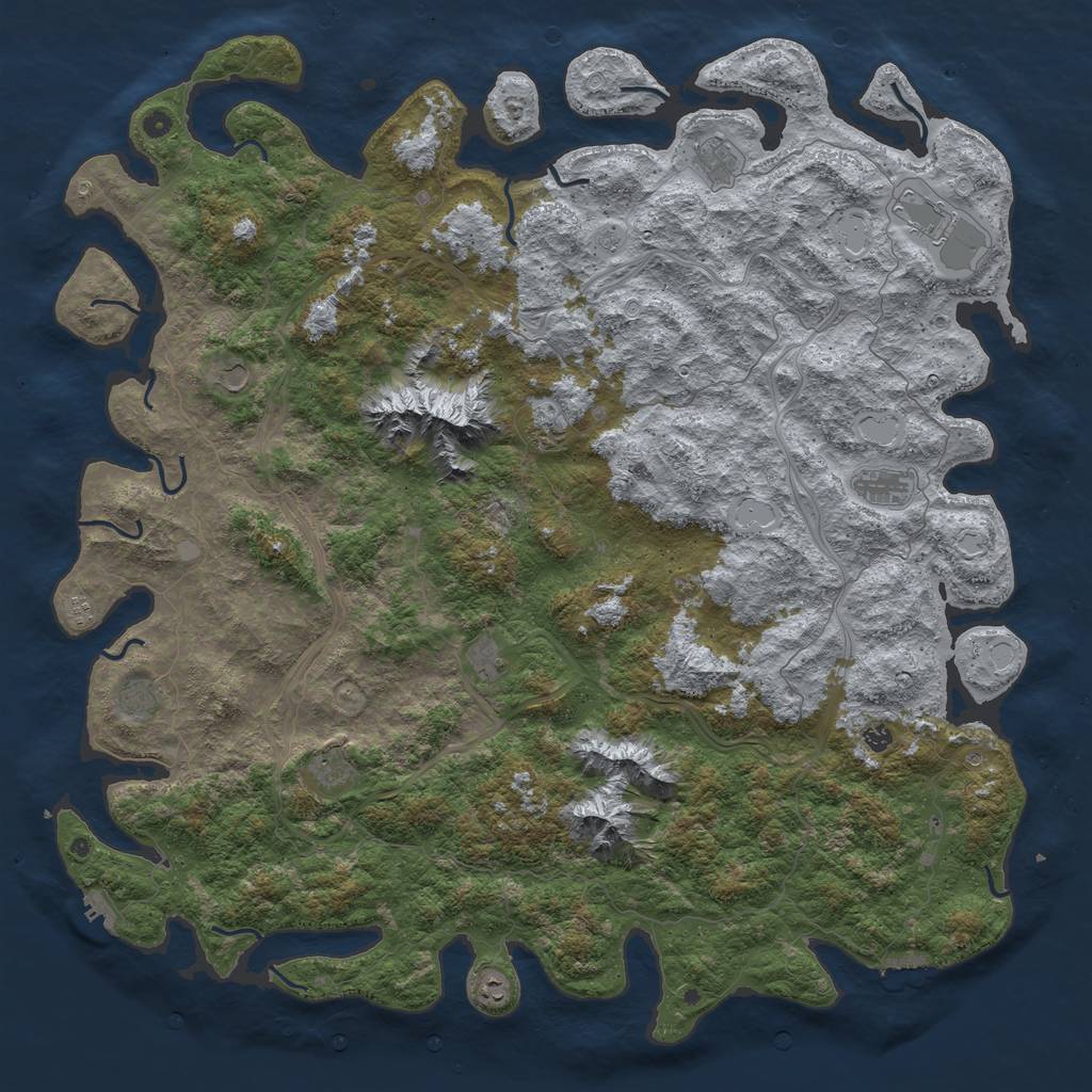Rust Map: Procedural Map, Size: 6000, Seed: 53927461, 18 Monuments