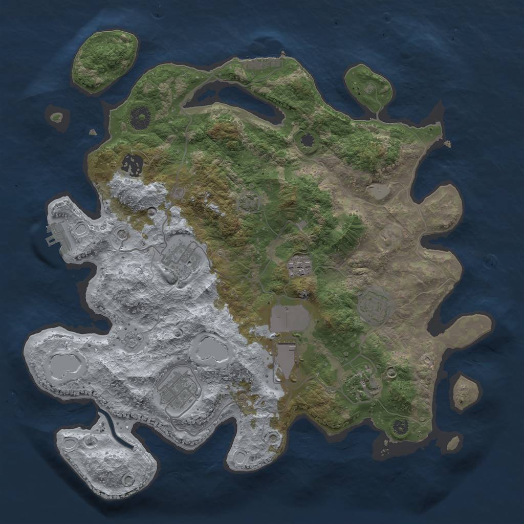 Rust Map: Procedural Map, Size: 3500, Seed: 3893022, 15 Monuments