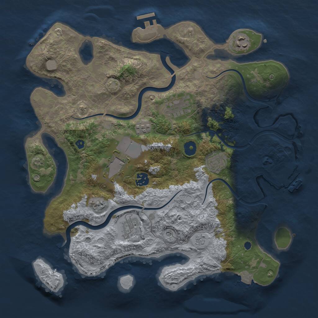 Rust Map: Procedural Map, Size: 3500, Seed: 31920942, 13 Monuments
