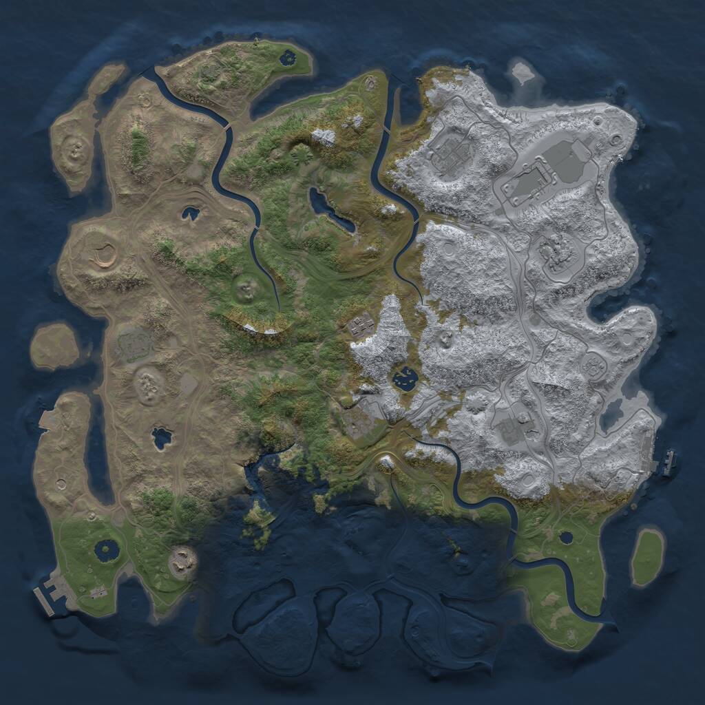 Rust Map: Procedural Map, Size: 4500, Seed: 3623732, 16 Monuments