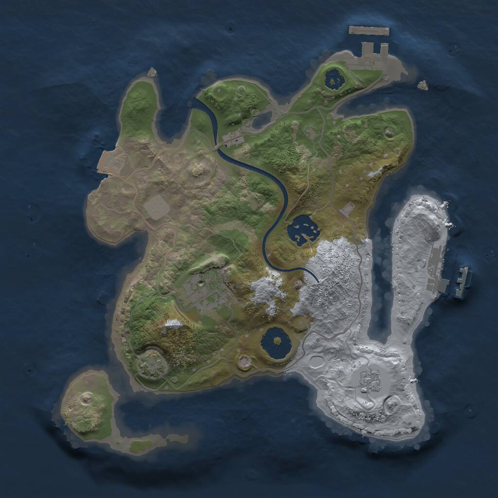 Rust Map: Procedural Map, Size: 2500, Seed: 583660383, 7 Monuments