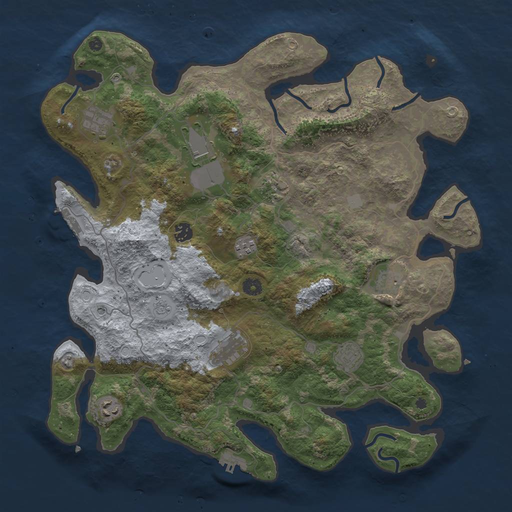Rust Map: Procedural Map, Size: 4000, Seed: 129262, 16 Monuments